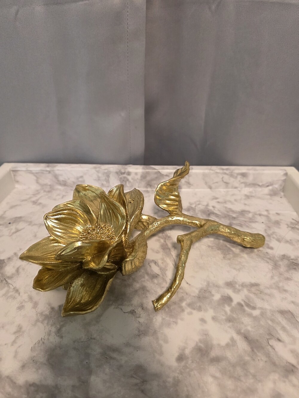 Gold Floral Lotus Decorative Accent Sculpture - Home Accents